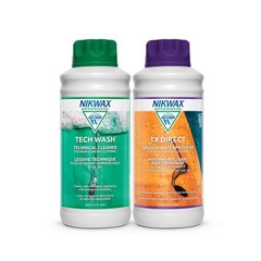 Nikwax Hardshell Cleaning & Waterproofing Duo-Pack, 1000ml, Cleans 34, Clear