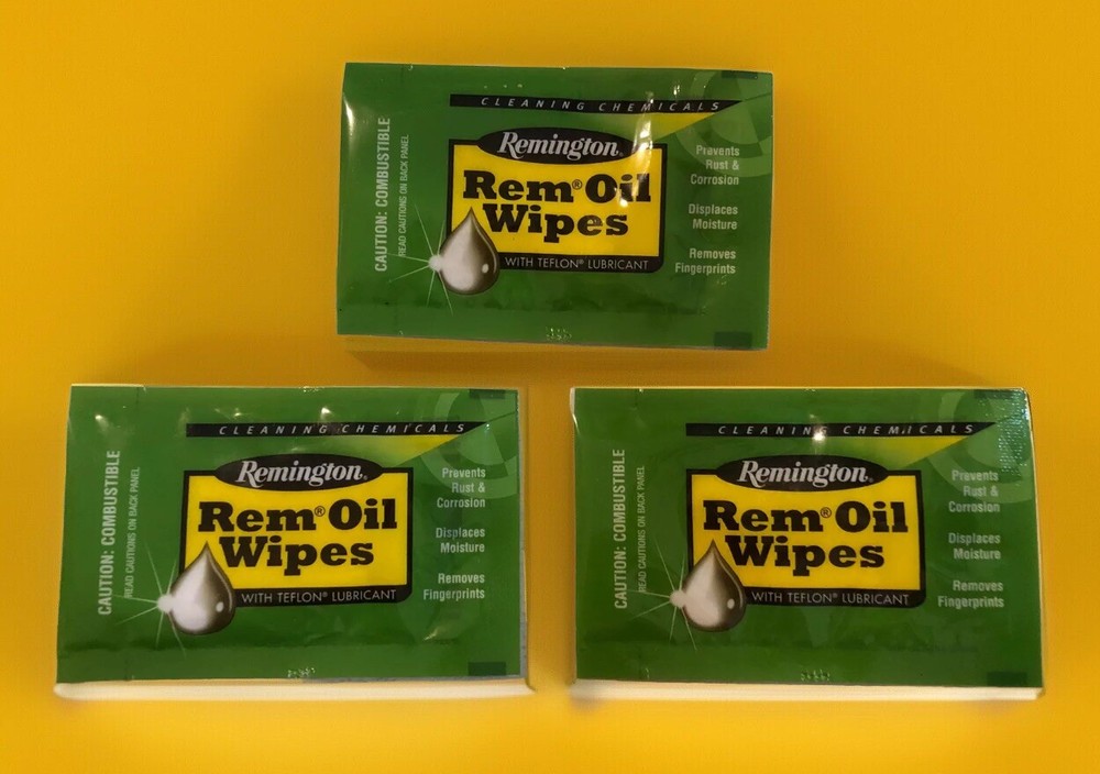 Remington Rem Oil Gun Wipe Cloths THREE PACKS Each Has A 6”x8” Wipe Made in USA