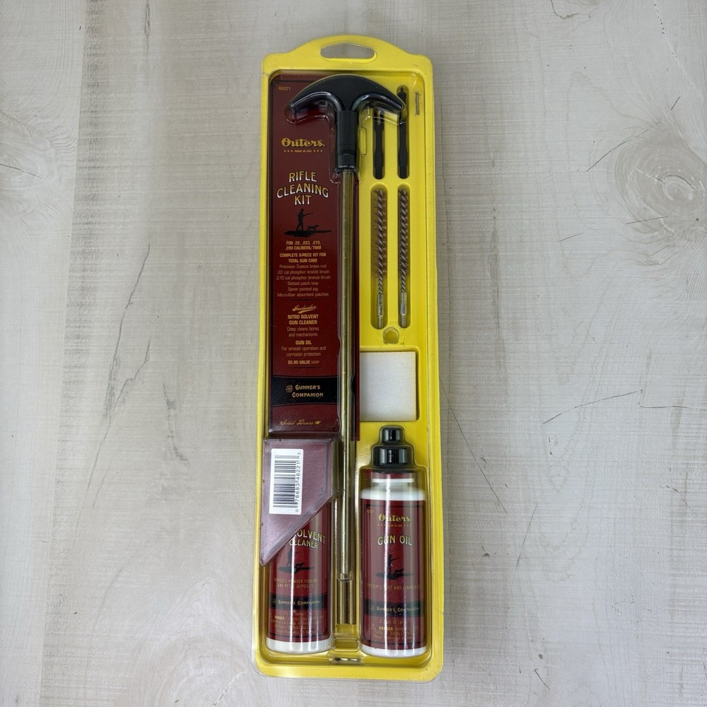 Outers RIFLE CLEANING KIT .22 .223 .270 .280 7mm Aluminum Rod Bore – 8 Piece Kit