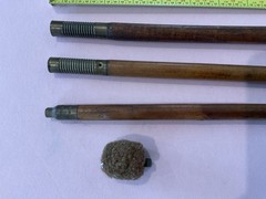 ANTIQUE GUN RIFLE SHOTGUN WOOD BRASS CLEANING ROD BARREL 3 PIECE WOODEN