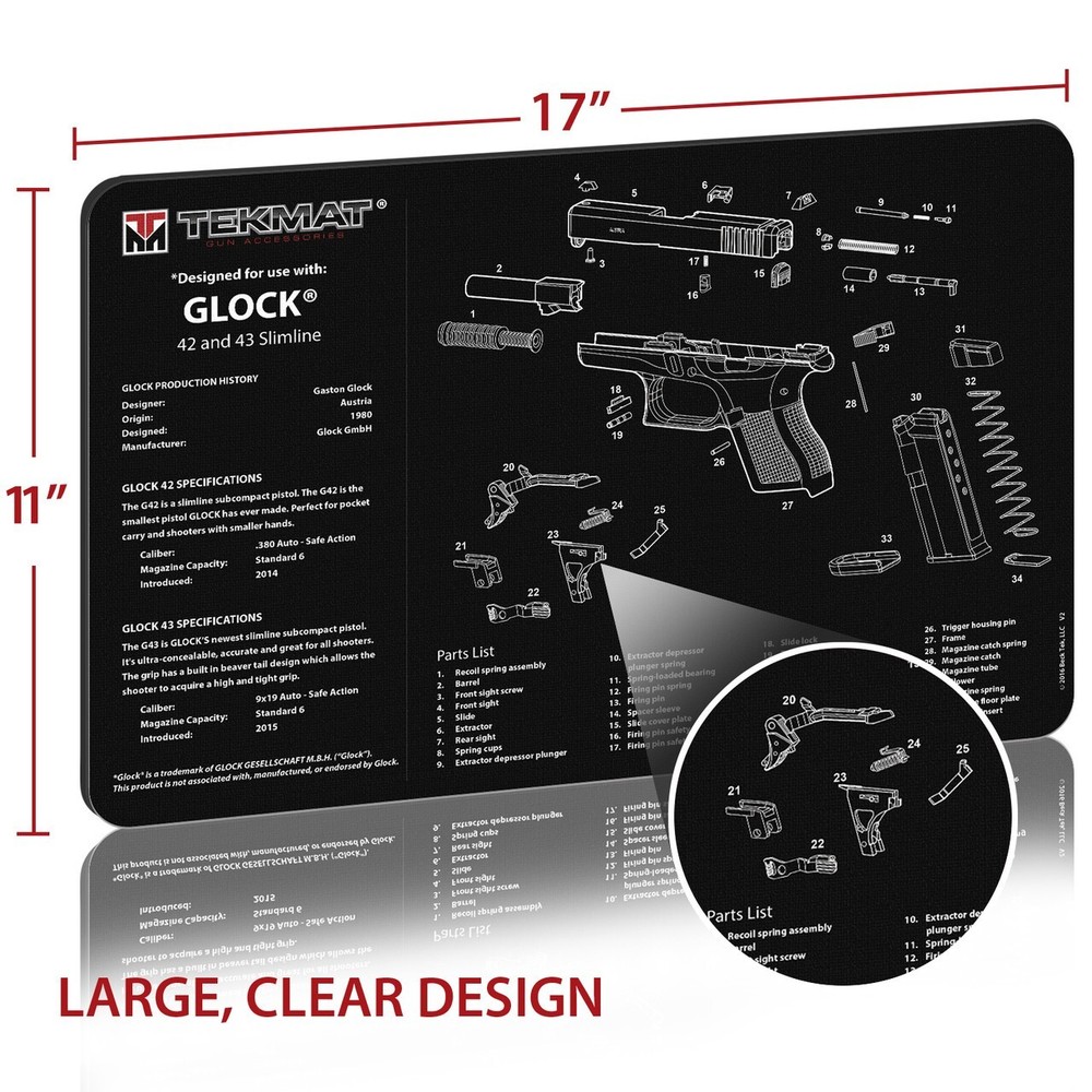NEW TEKMAT Glock 42 and 43 Slimline Gun Cleaning Mat