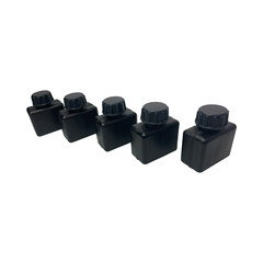 5 Pack Black Plastic Chemical Resistant Oil/Solvent Bottle w/sealing lid 2.5oz