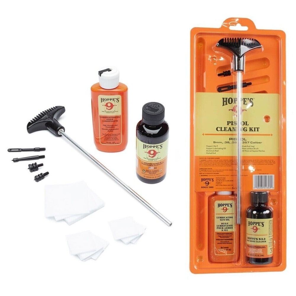 HOPPES Pistol Gun Cleaning Kit 9MM 38 357 HOPPC038B NEW