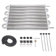 Universal Aluminum 8 Pass Tube and Fin Remote Transmission Oil Cooler Kit