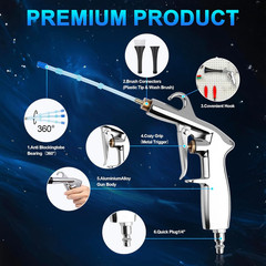 2 Nozzles Air Cleaning Gun, Dry Cleaning Gun Quickly Blasts Dust, Dirt and Grime