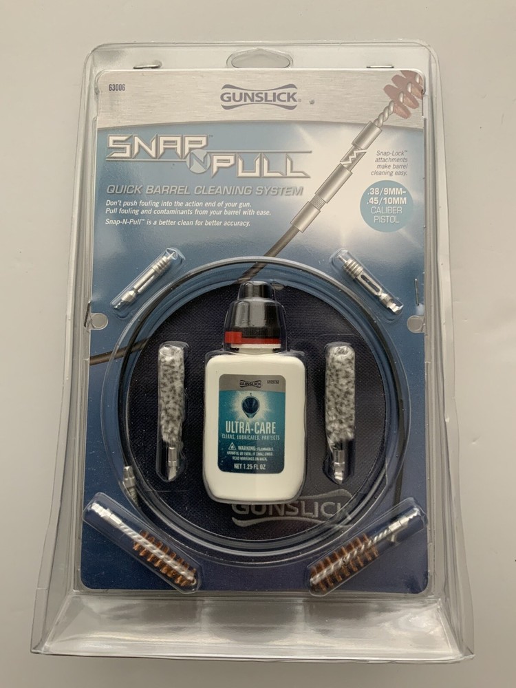 Gunslick Snap N Pull Quick Barrel Pistol Cleaning System .38 9mm .45 10mm Cal
