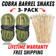 9mm Gun Bore Barrel Cleaning Kit Lifetime Warranty – Cobra Snakes 100 Swabs