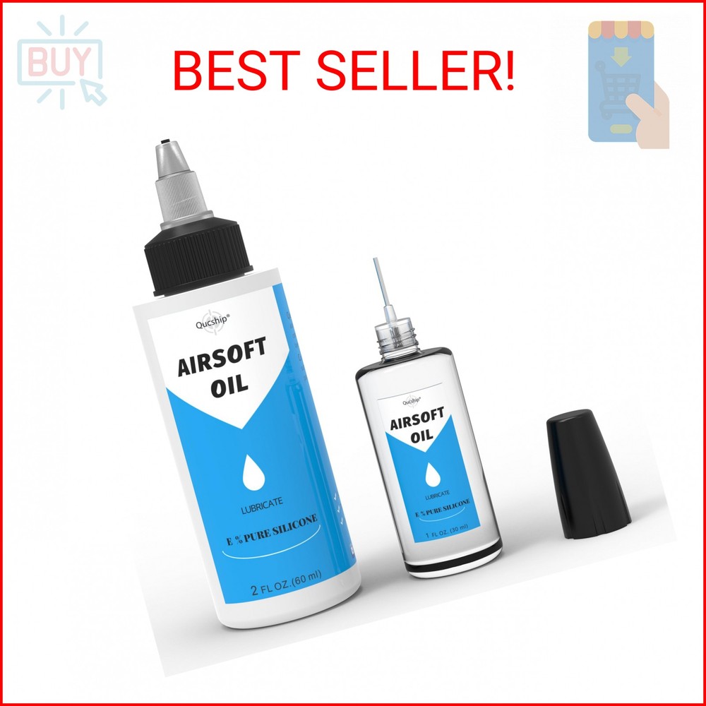 100% Silicone Air Gun Oil 2 oz & 1 oz Needle Oiler Airsoft Oil, Multi-Purpose Ai