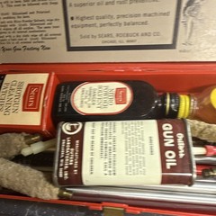 Sears 20-28 GA Gun Cleaning Kit Red Metal Case w/ Rod, Brushes, Oil Vintage