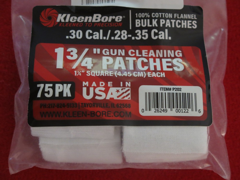 Kleen Bore Cleaning Patches.30 Cal .28-.35 Cal 75-pack P202 1 3/4″