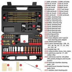 Universal Gun Cleaning Kit for All Calibers – Rifle, Pistol & Shotgun Brushes, B