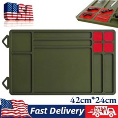 Gun Cleaning Mat 42*24cm, Magnetic Gun Mat with Organizer Parts Tray for Handgun
