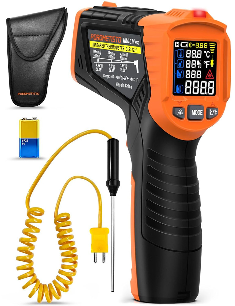 4 in 1 Temperature Gun 4 Types of Alarm Setting,-58-1472°F Measure Infrared/Amb