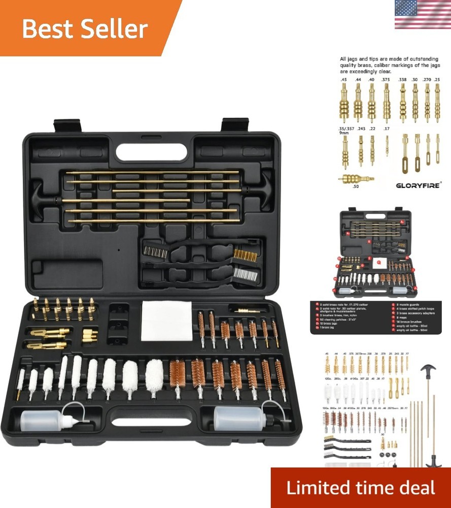 Complete Universal Gun Cleaning Kit with Elite Brass Accessories for Firearms
