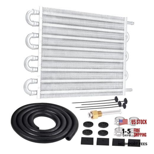 5/16″ Transmission Oil Cooler Tube and Fin Cooler Kit Universal 8 Pass Silver