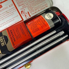 Sears Gun Cleaning Kit Red Metal Case and Box Oil Rod Patches