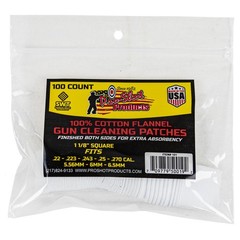 Pro-Shot Patch Fit 22-270 Caliber Firearm Cleaning 100 Pack Cotton Flannel White