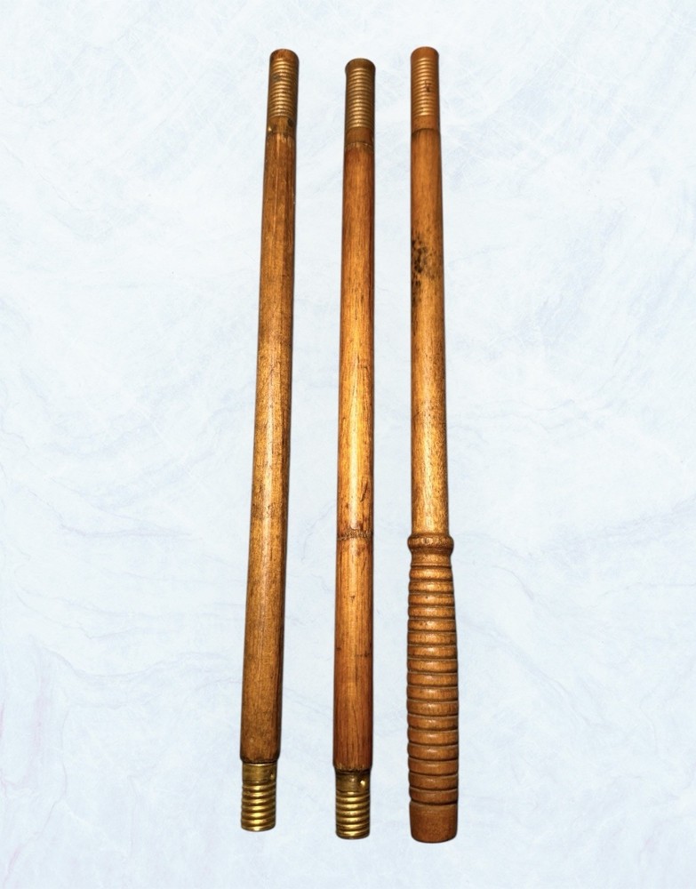 Vintage Antique 3 pc Wood & Brass Rifle Shotgun Gun Barrel Cleaning Rod 35”