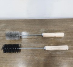 Glue Gun Tube Brush Cleaning Brushes Nylon Metal Steel Wire Wood Handle 2PC Set