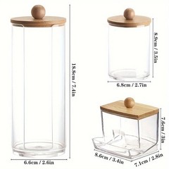 3pcs Cotton Swab Holder Bathroom Dispenser Cotton Ball Pad Flosser Storage Box