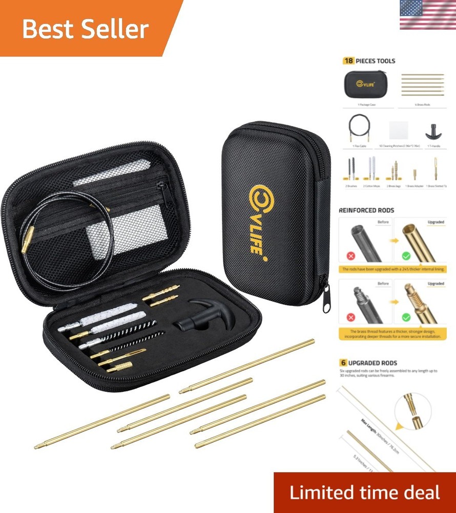 Comprehensive .22lr Gun Cleaning Kit with 6 Brass Rods – Organized Case Included