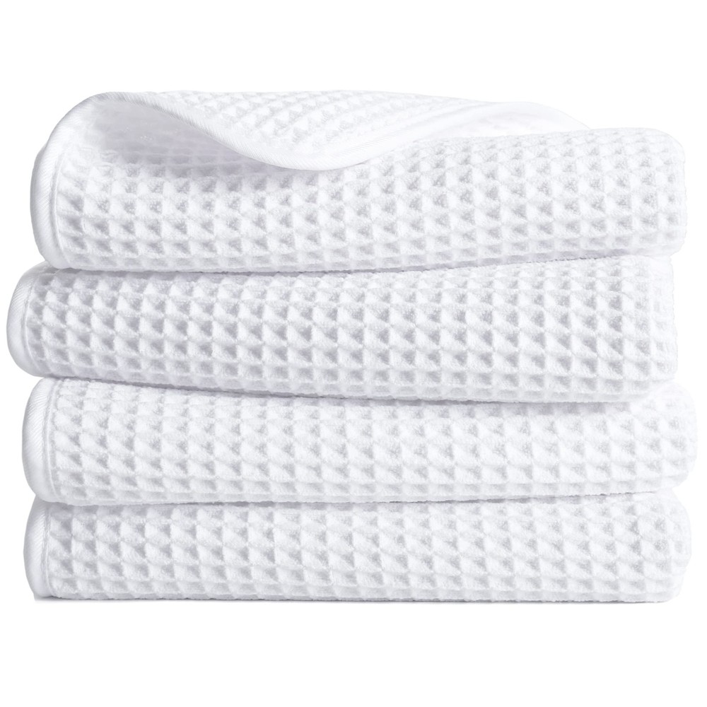 POLYTE 430 GSM Microfiber Lint Free Hand Towel 16×30 Waffle Weave 4-Pack
