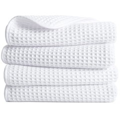 POLYTE 430 GSM Microfiber Lint Free Hand Towel 16×30 Waffle Weave 4-Pack