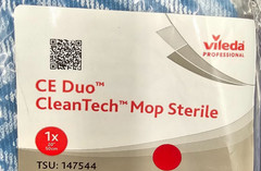(QTY 5) Vileda 147544 CE Duo CleanTech Sterile 2-Sided Laminated Mop 19.7′