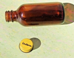 Vintage OUTERS Gun Cleaning Solvent Brown Glass Bottle with Cap