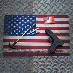 US Flag Design Gun Cleaning Mat 11×17″ 2nd Amendment Vintage with Zippered Pouch