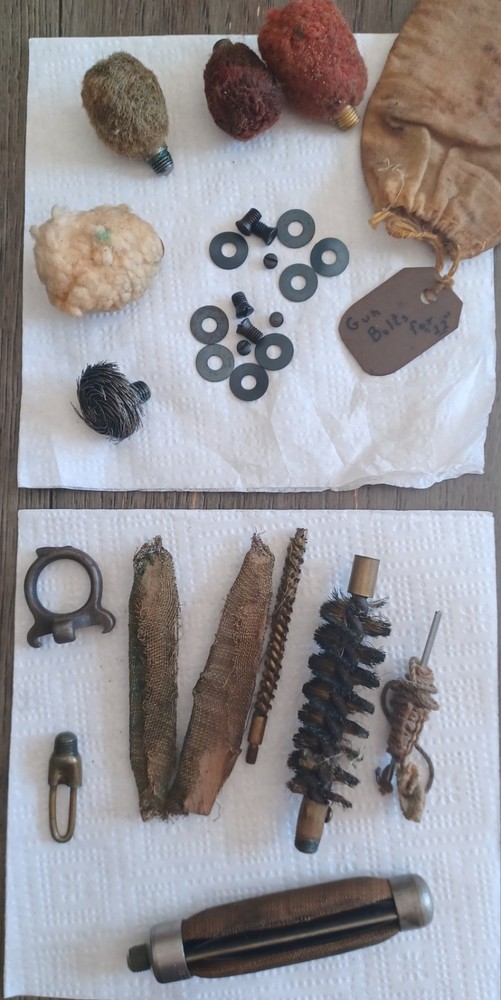 Vintage .22 Cleaning Kit Multicolor Brass Cotton Steel Bronze Fabric with Parts