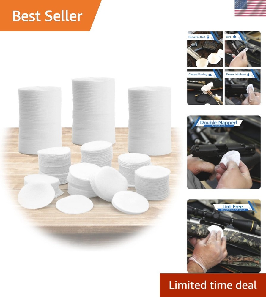 Complete Gun Cleaning Kit: 1000 Absorbent 1.5″ Cotton Patches for All Calibers