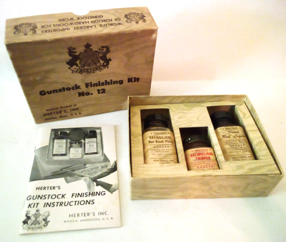 VTG HERTER’S GUNSTOCK FINISHING KIT NO. 12 SATINSILICOL FRENCH RED LIQUID Aa