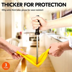 Vgo 3-Pairs Reusable Household Rubber Dishwashing Gloves Extra Thick