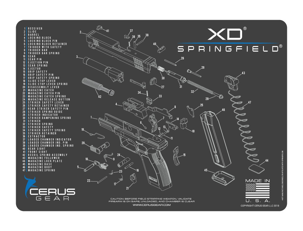 For Springfield XD Armorers Cleaning Mat Cerus Gear PREMIUM Made In USA