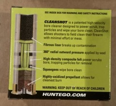 Huntego 20 Gauge CleanShot Shoot-Thru Gun Bore Cleaner 4 Pack Each (8 Total) 2pk