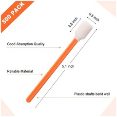 500 Pack Foam Tip Swabs for Printer, Camera – Orange