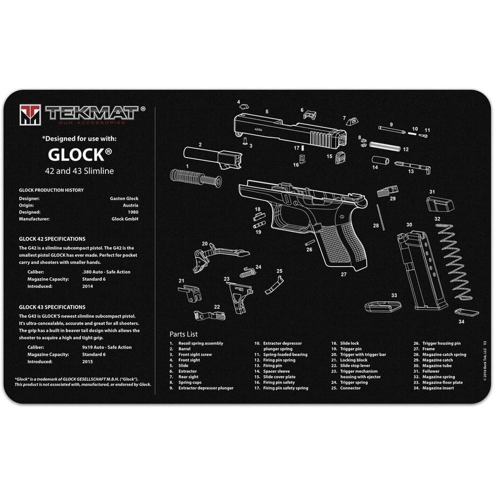 TekMat Ultra Premium Gun Cleaning Mat – 20″ X 15″ – Glock 42 & 43