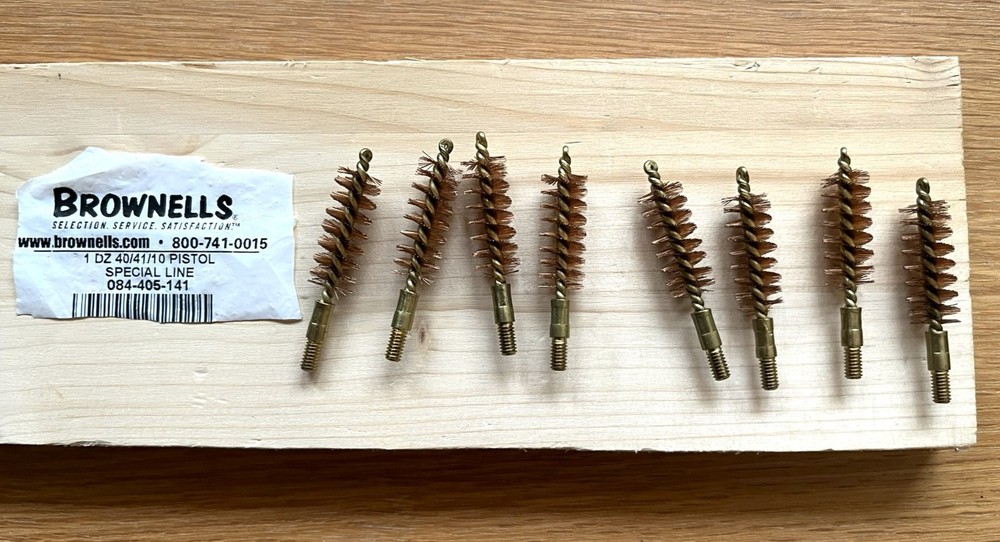 Eight Brownells Special Line Brass Brushes for .40S&W and 10mm Pistols