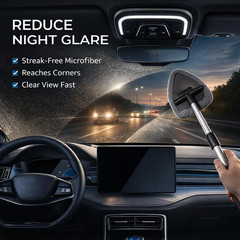 Car Interior Glass Cleaning Kit 3 Graded Boar Brushes 180° Swivel Retractable