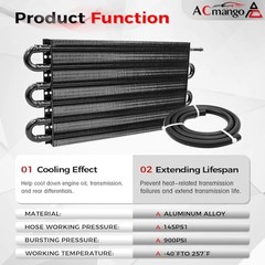 6 Pass Ultra-Cool Tube and Fin Transmission Cooler Universal 5/16″ 6-pass Black