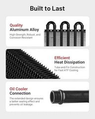 5/16″ Transmission Oil Cooler Tube and Fin Cooler Kit Universal 6 Pass Black
