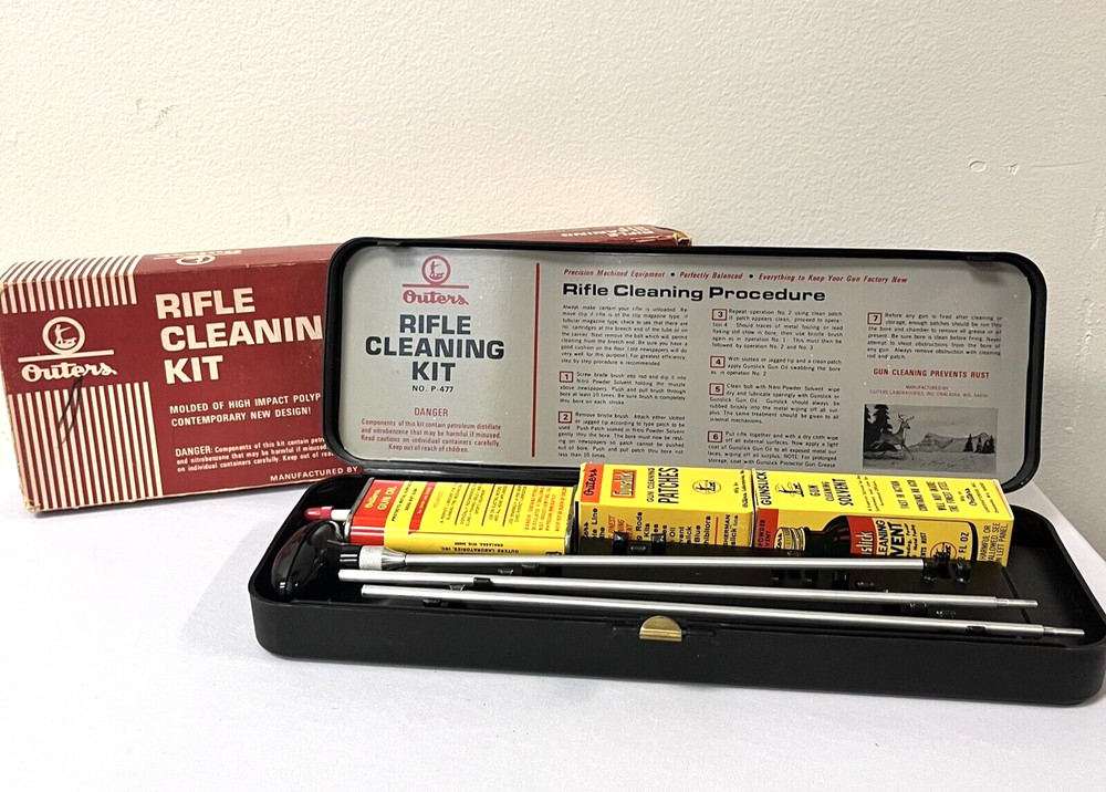 Vintage Outers 22 Caliber Rifle Gun Cleaning Kit No. 477 Gunslick Case w/ Box