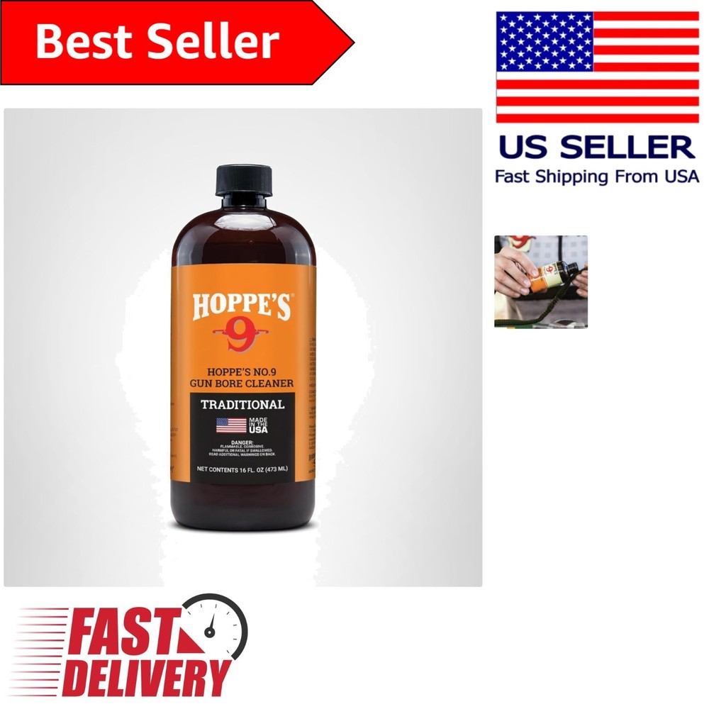 Hoppe’s No. 9 Gun Bore Cleaner – 16 Oz. Ultra Potent & Safe Cleaning Solution