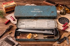Vintage Western Field Shotgun Cleaning Kit 410 Gauge Metal Tin Case Montgomery W