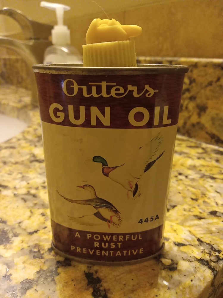 Vintage Handy Oiler “OUTERS” Gun Oil 4oz Tin Oil Can Household Oil Metal Can