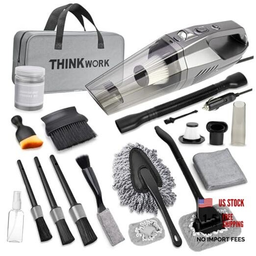 Car Cleaning Kit, Car Vacuum Kit, Gray Car Interior Detailing Kit Gray(20pcs)