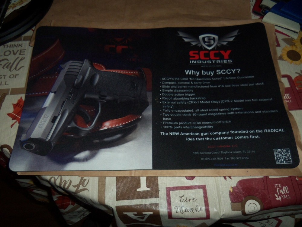 SCCY Industries Gun Dealers Collectors Rubber Mat Nice LOOK!