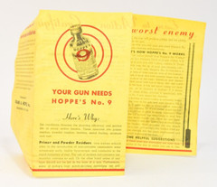 Hoppe’s No. 9 Gun Cleaning Solvent Advertisement Gold Yellow Paper Pamphlet