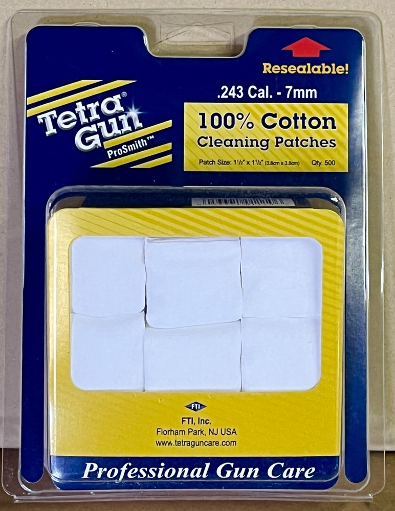 Tetra Gun Prosmith Cotton Patches for .17 cal. – .22 cal- 1″ x 1″ – 800 ct.